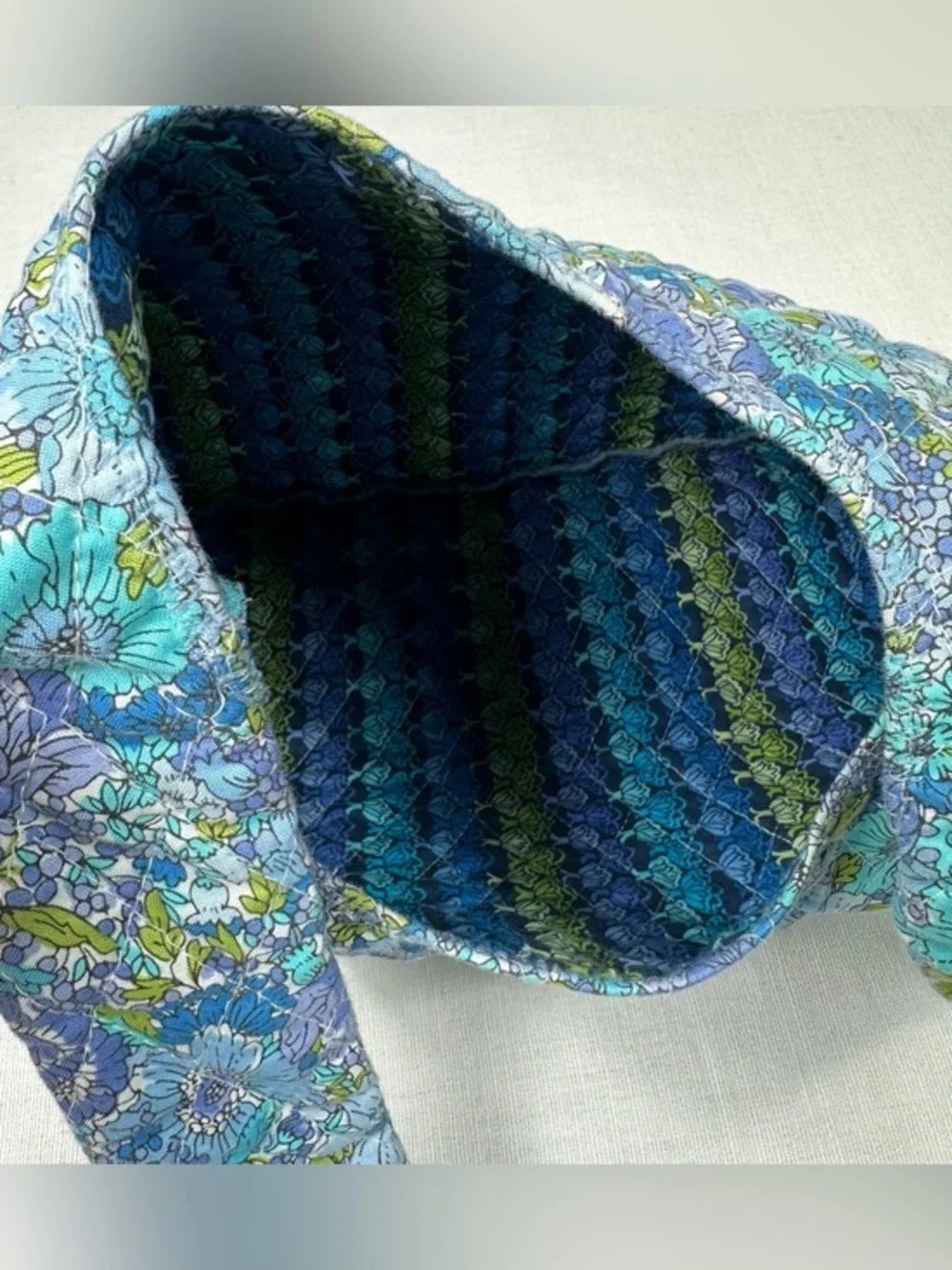 Quilted Floral Hobo Sling Bag Purse‎ Blue Boho Cloth Hippie Festival 70s Retro